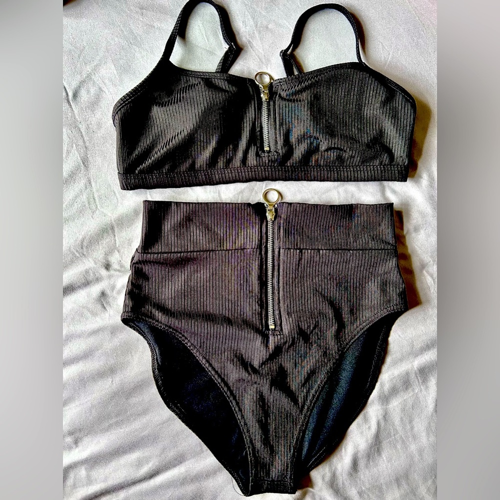 Swimsuit with zip up detail